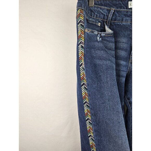 Knox Rose Women's Jeans Size 10 Blue Distressed Side Embroidered Denim Pants - Picture 5 of 12
